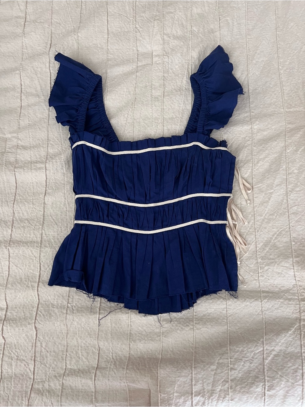 Blue Ruffle Strap Women's Top Free People size S